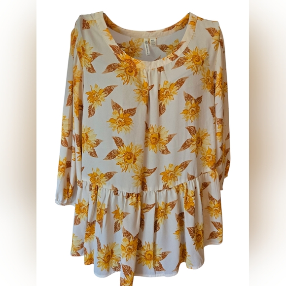 Versona Sunflower Print Blouse - Yellow and Cream Size XXL - Picture 1 of 6
